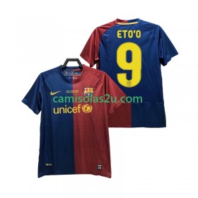 Camisolas de futebol FC Barcelona ETO O 9 Champions League 2008 2009 Retro Equipamento Principal Manga Curta
